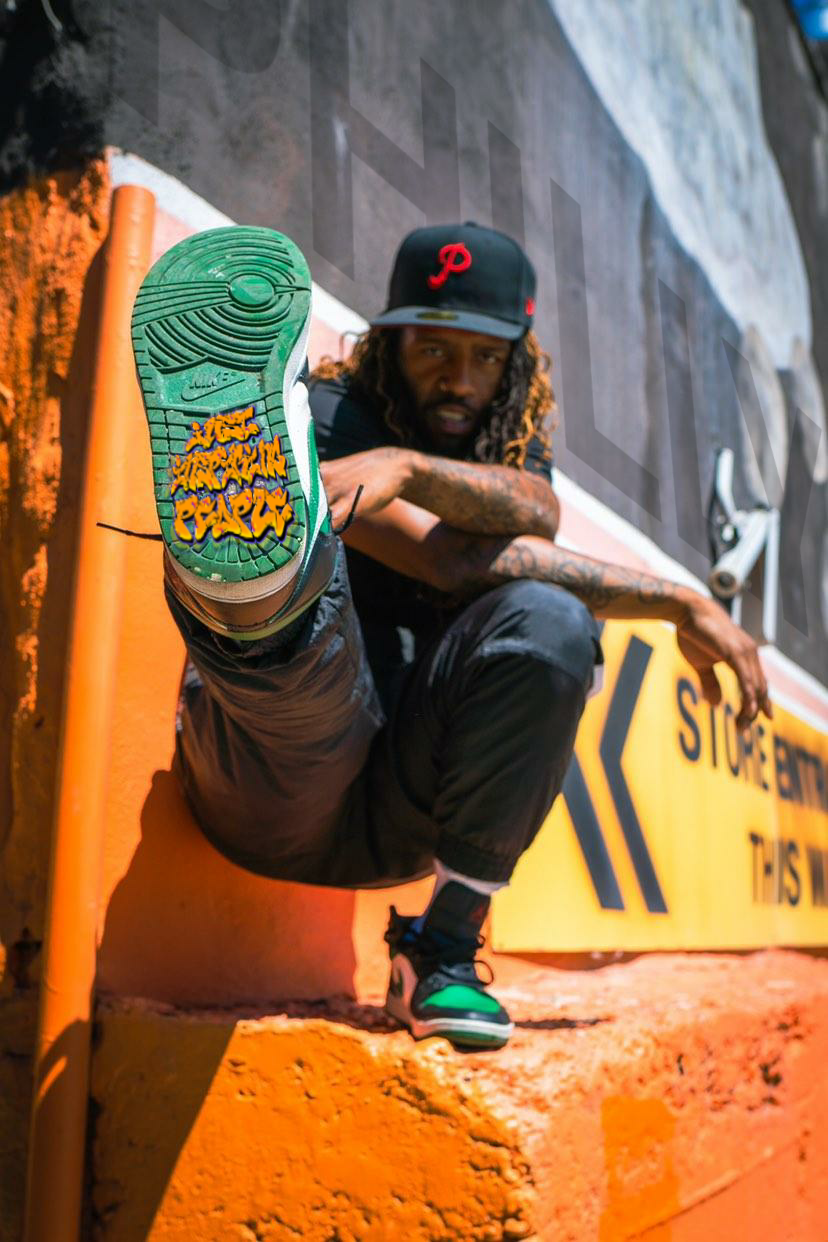 Picture, Subject Phil Cuttino jr. JUST INSPIRING PEOPLE STICKER ON SHOE BOTTOM